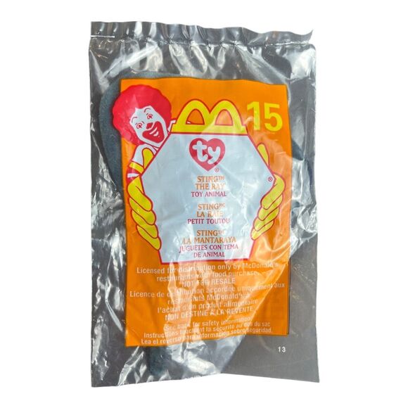 NEW Ty Beanie Baby STING THE RAY  McDonalds Collectible Plush Original 2000 # 15 - Picture 1 of 3